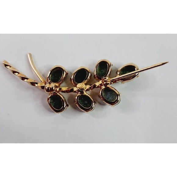 BURT CASSELL 12KT GOLD FILLED JADE BLOSSOM BROOCH - Picture 4 of 4